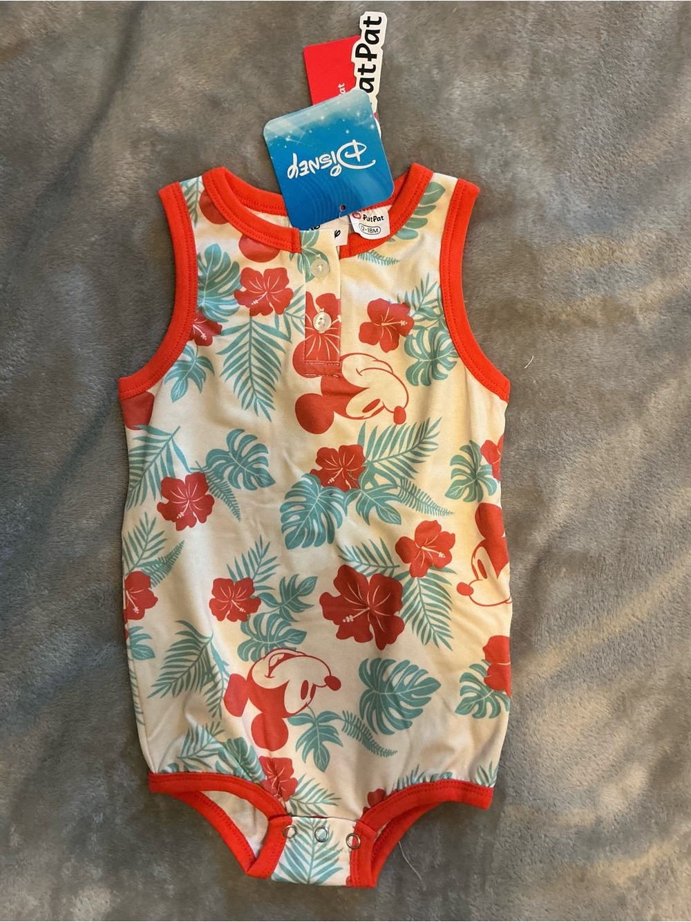 Disney Coral and Teal Tropical Mickey One-Piece Swimsuit